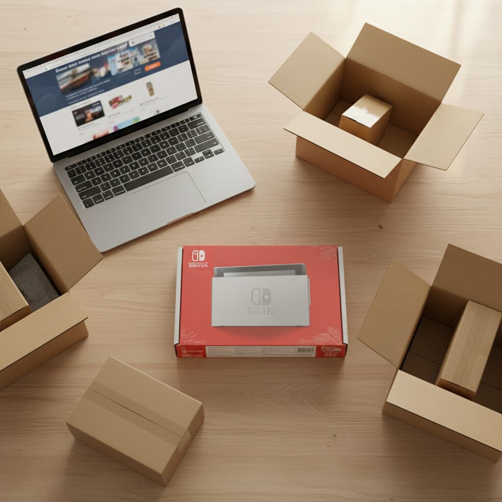 ゲーム機とオンラインマーケットプレイスのイメージ