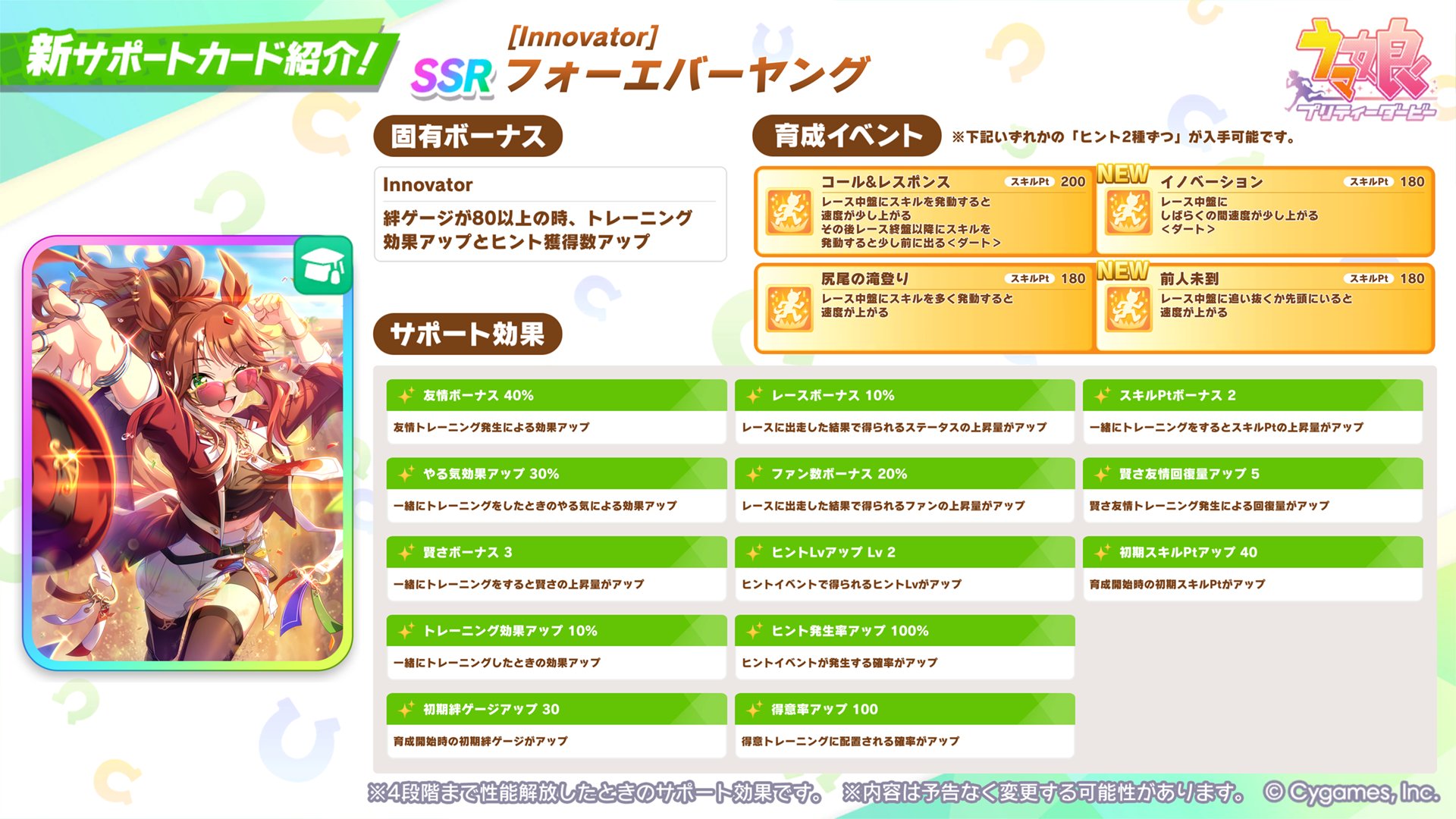 ウマ娘 フォーエバーヤング SSRサポートカード [Innovator]