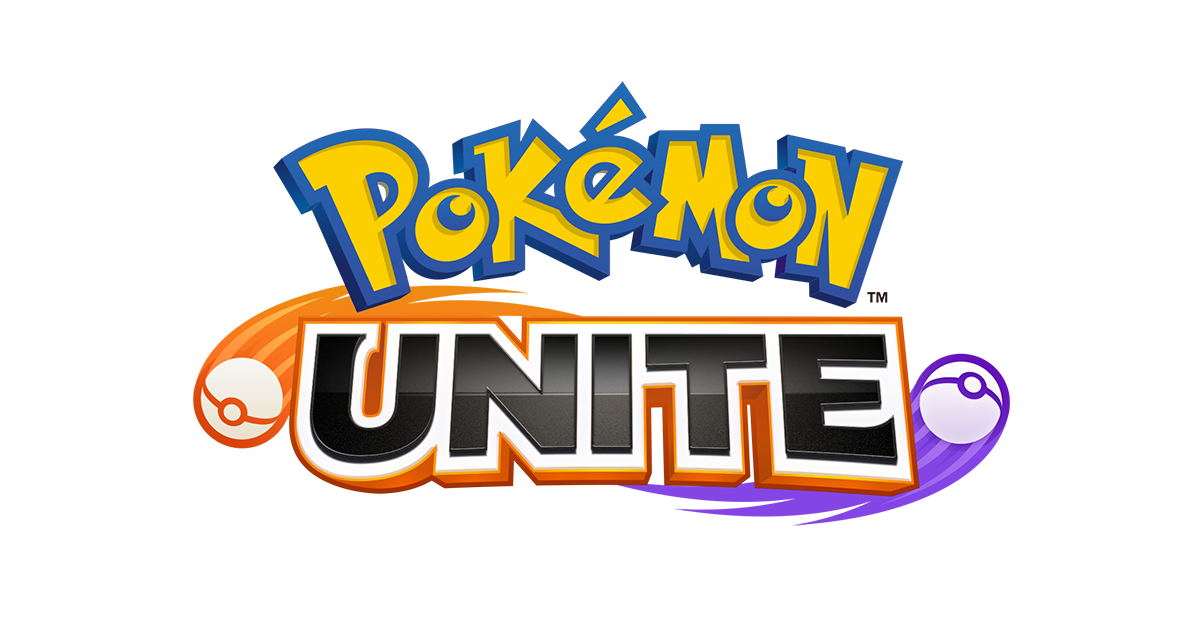 『Pokémon UNITE』のロゴ。白い背景に、ゲームの題名のロゴが中央に置かれている